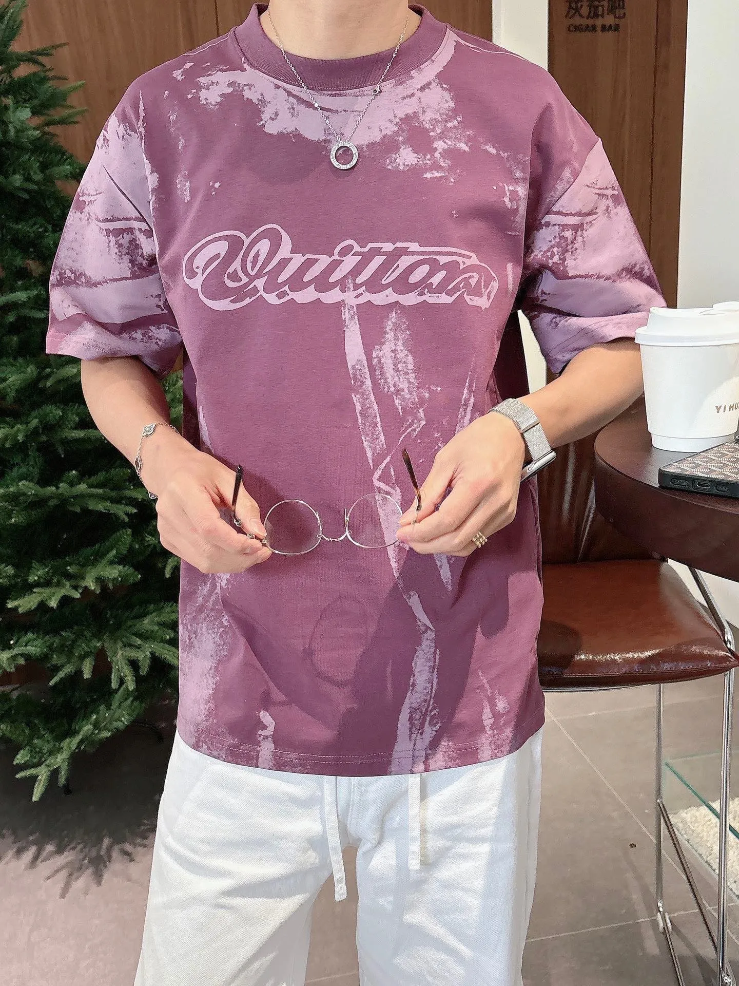 Louis Vuitton/Louis Vuitton optical illusion tie-dye printed short sleeves